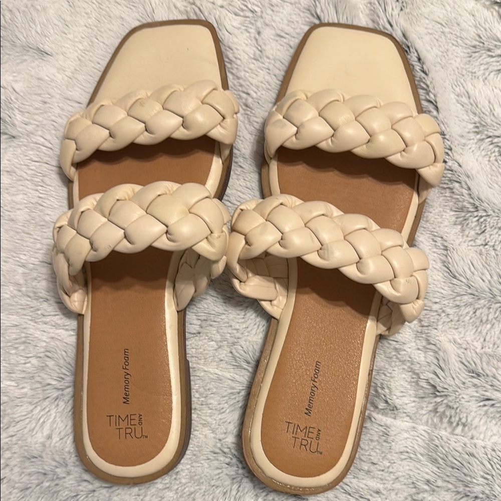 Time and Tru Women's Cream Braided Sandals